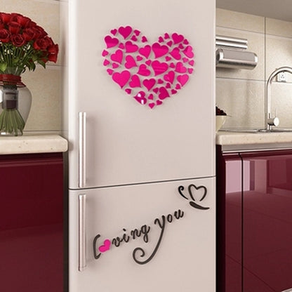 Love Heart DIY สติ๊กเกอร์ติดผนังที่ถอดออกได้ตกแต่งห้องสติ๊กเกอร์ติดผนัง 3 มิติขนาด: 40 ซม. x 40 ซม