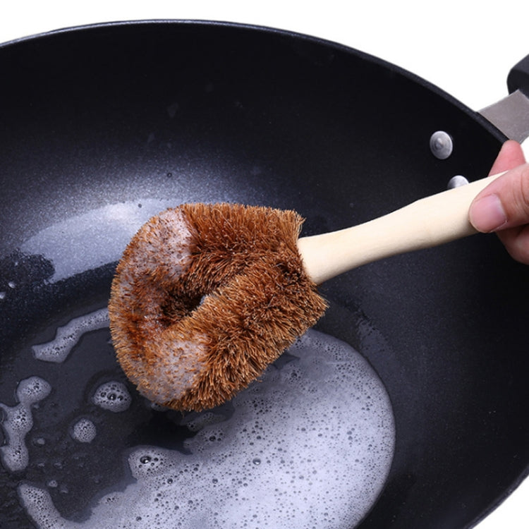 10 ชิ้นมะพร้าวปาล์มธรรมชาติ Non-stick น้ำมันยาวหม้อแปรงทำความสะอาดแปรงทำความสะอาดห้องครัวเครื่องมือ, Coconut Palm Brush