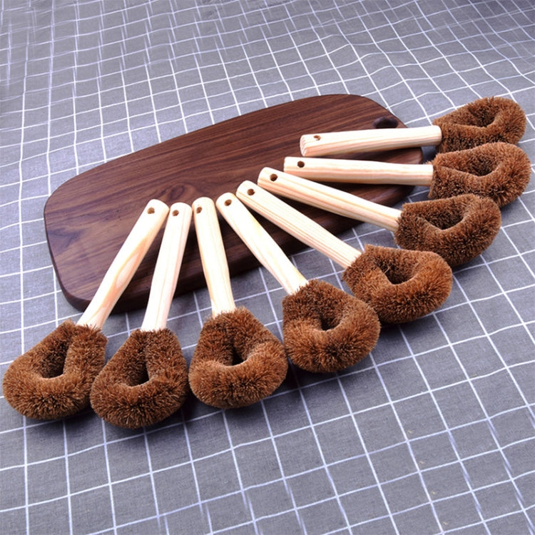 10 ชิ้นมะพร้าวปาล์มธรรมชาติ Non-stick น้ำมันยาวหม้อแปรงทำความสะอาดแปรงทำความสะอาดห้องครัวเครื่องมือ, Coconut Palm Brush