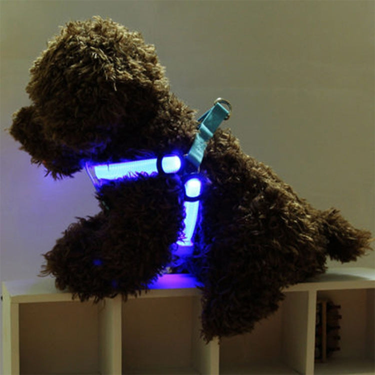 สองด้านไฟ LED สายรัดสัตว์เลี้ยงไนลอนแมวสุนัขสายรัดหน้าอกจูง, S, M