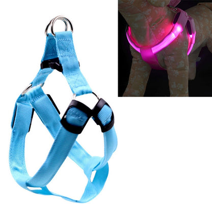 สองด้านไฟ LED สายรัดสัตว์เลี้ยงไนลอนแมวสุนัขสายรัดหน้าอกจูง, S, M