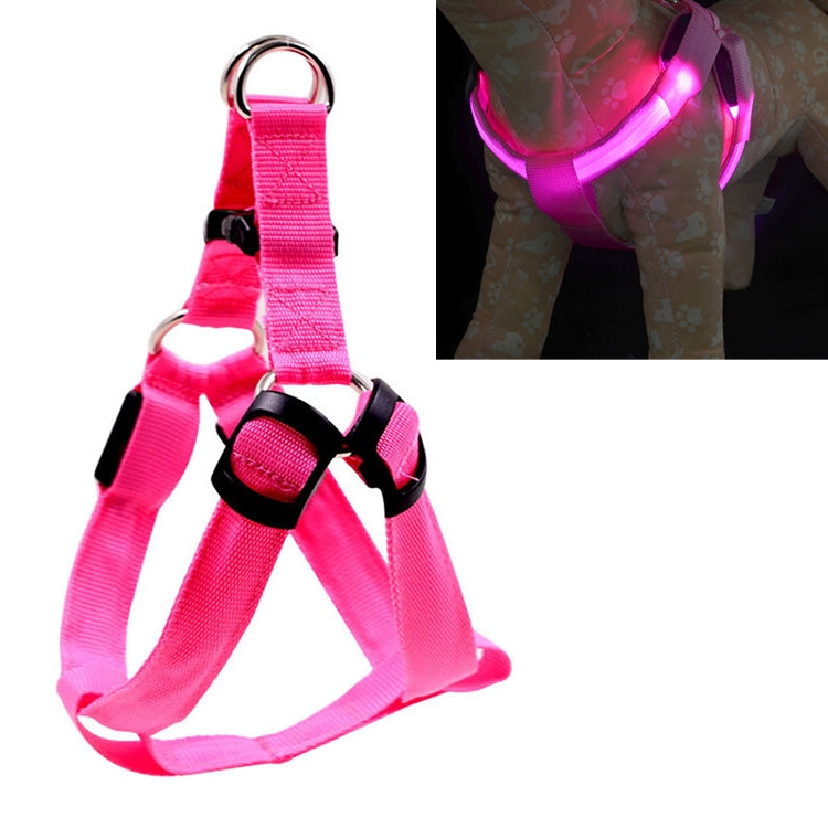 สองด้านไฟ LED สายรัดสัตว์เลี้ยงไนลอนแมวสุนัขสายรัดหน้าอกจูง, S, M