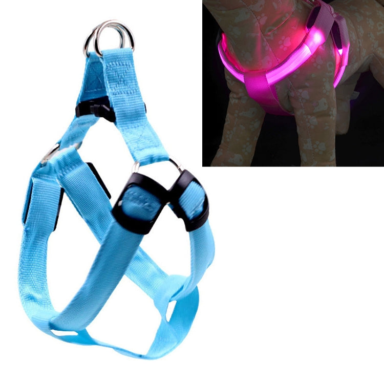 สองด้านไฟ LED สายรัดสัตว์เลี้ยงไนลอนแมวสุนัขสายรัดหน้าอกจูง, S, M