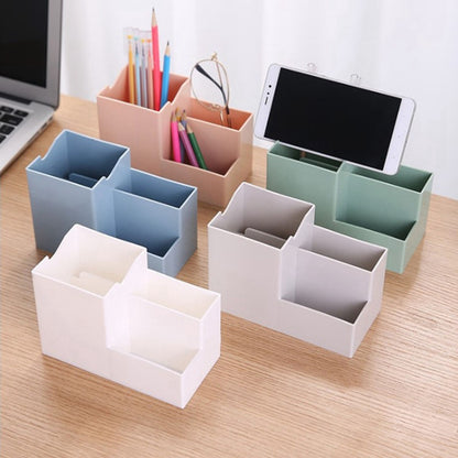 Creative Multifunctional Desktop พลาสติกผู้ถือโทรศัพท์ผู้ถือปากกา