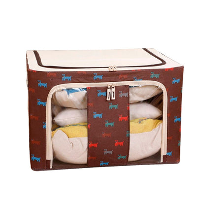 กล่องเก็บของพับได้ผ้าไม่ทอพร้อมซิปกล่องเก็บเสื้อผ้ากันความชื้น, 44L 50x40x22cm, 55L 50x40x28cm, 66L 50x40x33cm, 80L 60x40x32cm, 100L 60x42x40cm, 125L 70x42x40cm