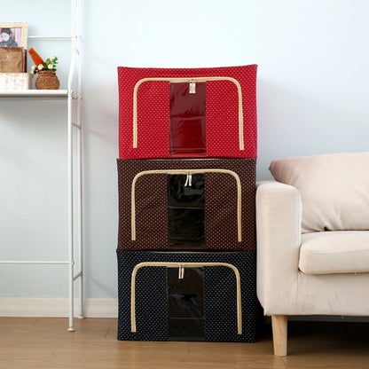 กล่องเก็บของพับได้ผ้าไม่ทอพร้อมซิปกล่องเก็บเสื้อผ้ากันความชื้น, 44L 50x40x22cm, 55L 50x40x28cm, 66L 50x40x33cm, 80L 60x40x32cm, 100L 60x42x40cm, 125L 70x42x40cm