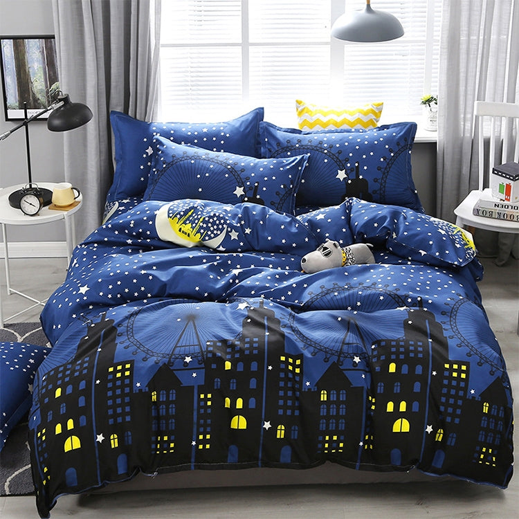 4 ชิ้นพิมพ์ชุดเครื่องนอนผ้าปูที่นอนปลอกหมอนปก, For 2.2m Bed