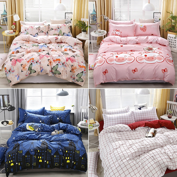 4 ชิ้นพิมพ์ชุดเครื่องนอนผ้าปูที่นอนปลอกหมอนปก, For 2.2m Bed