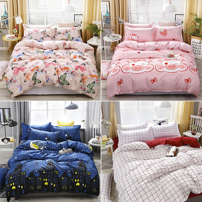 4 ชิ้นพิมพ์ชุดเครื่องนอนผ้าปูที่นอนปลอกหมอนปก, For 2.2m Bed