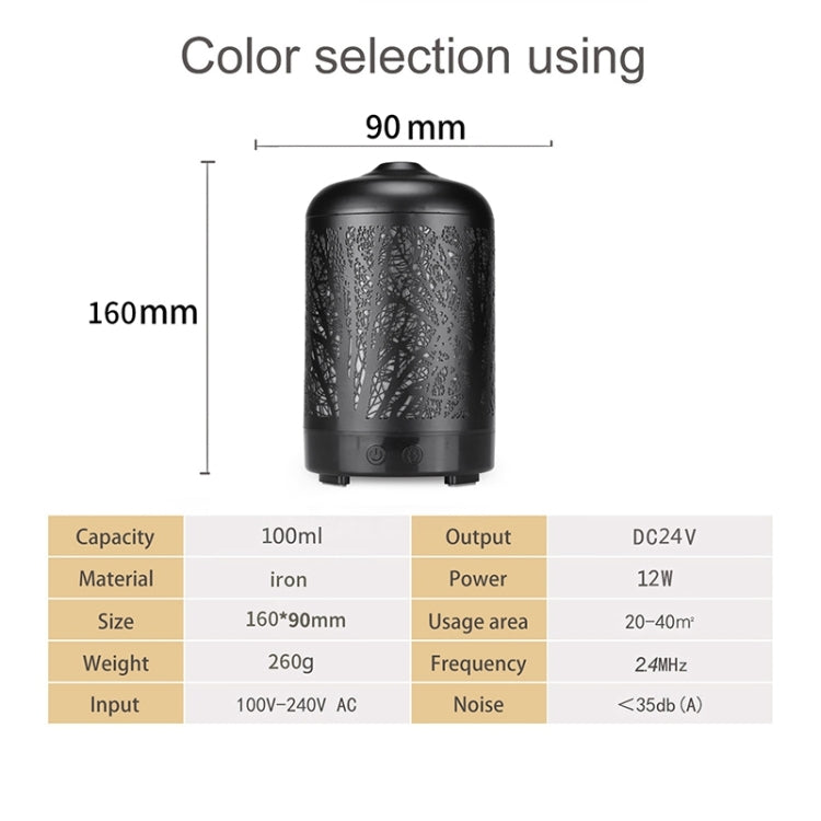 โลหะ Tree Air Humidifier Essential Oil Diffuser Mist Maker สีสัน LED โคมไฟ Diffuser น้ำมันหอมระเหยเครื่องฟอกอากาศ,, EU Plug