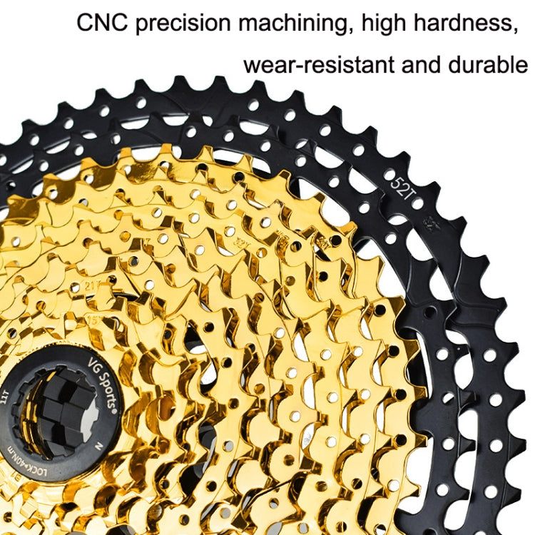 มู่เล่เทปคาสเซ็ตต์น้ำหนักเบาสำหรับจักรยานเสือภูเขา VG Sports, 9 Speed 42T (Gold), 10 Speed 42T (Gold), 10 Speed 50T (Gold), 11 Speed 50T (Gold), 11 Speed 52T (Gold), 12 Speed 50T (Gold), 12 Speed 52T (Gold)