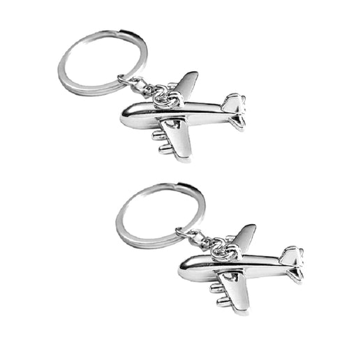 2 ชิ้นสร้างสรรค์เครื่องบินสเตอริโอโลหะพวงกุญแจกระเป๋าจี้ของที่ระลึก, Silver Small Plane