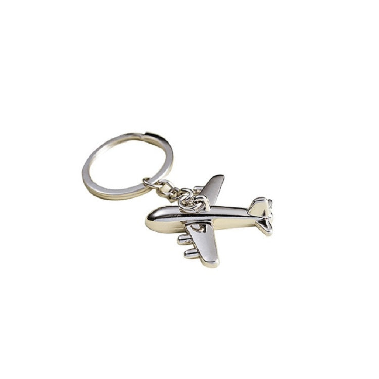 2 ชิ้นสร้างสรรค์เครื่องบินสเตอริโอโลหะพวงกุญแจกระเป๋าจี้ของที่ระลึก, Silver Small Plane