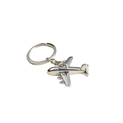 2 ชิ้นสร้างสรรค์เครื่องบินสเตอริโอโลหะพวงกุญแจกระเป๋าจี้ของที่ระลึก, Silver Small Plane