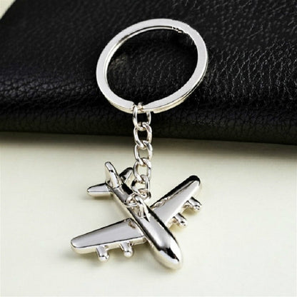 2 ชิ้นสร้างสรรค์เครื่องบินสเตอริโอโลหะพวงกุญแจกระเป๋าจี้ของที่ระลึก, Silver Small Plane