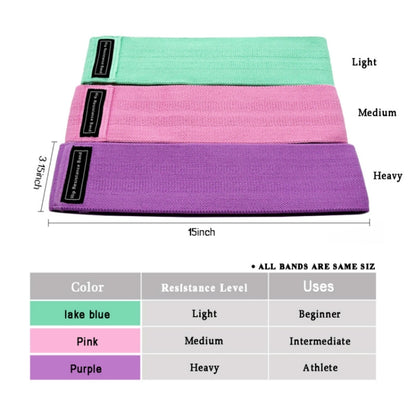 ผ้าฝ้ายโพลีเอสเตอร์ + ห่วงยางลาเท็กซ์ ยางยืดออกกำลังกายโยคะ Size: 76 x 8cm, Lake Blue Weak Pull, Pink Rally Medium, Purple Rally