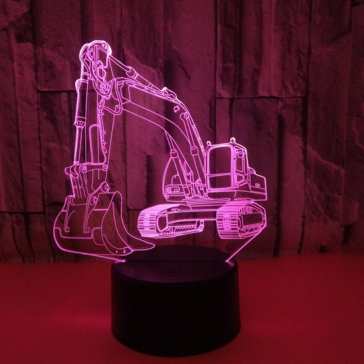 3W Excavator 3D Light สีสัน Touch Control Light Creative โคมไฟตั้งโต๊ะขนาดเล็ก, Touch Switch with Black Base, Touch Switch + Remote Control with Black Base, Touch Switch with Crack Base, Touch Switch + Remote Control with Crack Base