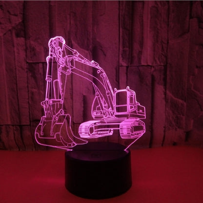 3W Excavator 3D Light สีสัน Touch Control Light Creative โคมไฟตั้งโต๊ะขนาดเล็ก, Touch Switch with Black Base, Touch Switch + Remote Control with Black Base, Touch Switch with Crack Base, Touch Switch + Remote Control with Crack Base