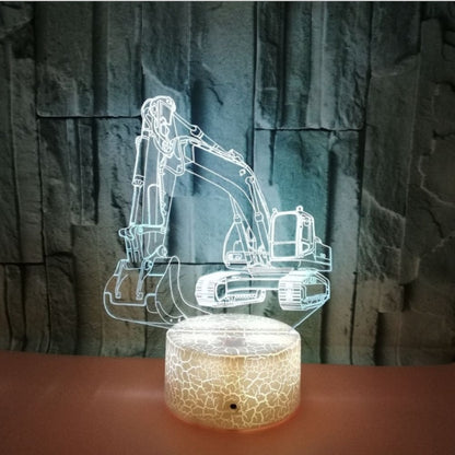 3W Excavator 3D Light สีสัน Touch Control Light Creative โคมไฟตั้งโต๊ะขนาดเล็ก, Touch Switch with Black Base, Touch Switch + Remote Control with Black Base, Touch Switch with Crack Base, Touch Switch + Remote Control with Crack Base