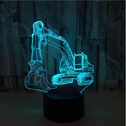 3W Excavator 3D Light สีสัน Touch Control Light Creative โคมไฟตั้งโต๊ะขนาดเล็ก, Touch Switch with Black Base, Touch Switch + Remote Control with Black Base, Touch Switch with Crack Base, Touch Switch + Remote Control with Crack Base
