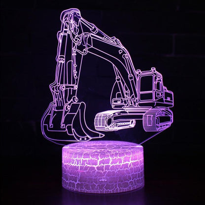 3W Excavator 3D Light สีสัน Touch Control Light Creative โคมไฟตั้งโต๊ะขนาดเล็ก, Touch Switch with Black Base, Touch Switch + Remote Control with Black Base, Touch Switch with Crack Base, Touch Switch + Remote Control with Crack Base