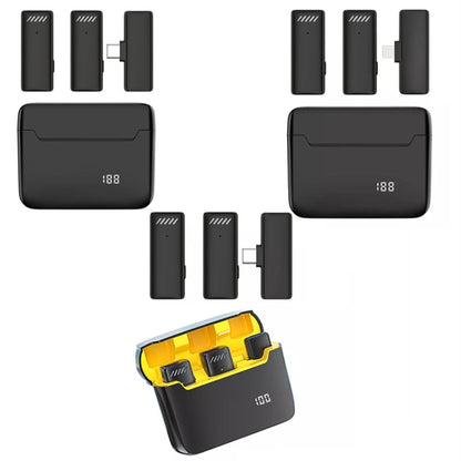 ไมโครโฟนตัดเสียงรบกวนแบบไร้สายแบบหนีบเสื้อพร้อมเคสชาร์จ, S13 Dual Microphone Black USB-C/Type-C Interface, S13 Dual Microphone Black 8 Pin Interface, S13 One To Two Yellow Case USB-C/Type-C Interface