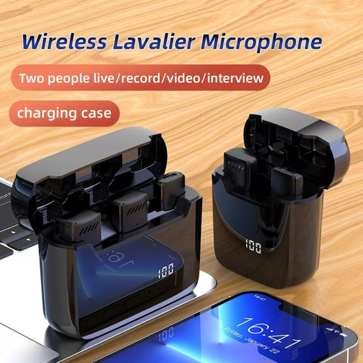 ไมโครโฟนตัดเสียงรบกวนแบบไร้สายแบบหนีบเสื้อพร้อมเคสชาร์จ, S13 Dual Microphone Black USB-C/Type-C Interface, S13 Dual Microphone Black 8 Pin Interface, S13 One To Two Yellow Case USB-C/Type-C Interface