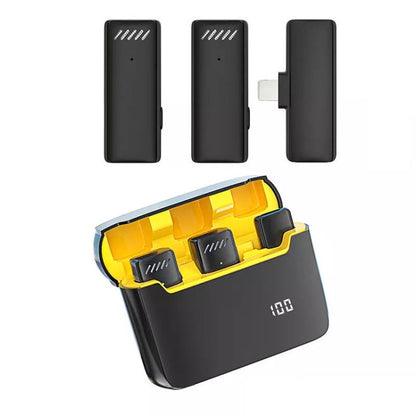 ไมโครโฟนตัดเสียงรบกวนแบบไร้สายแบบหนีบเสื้อพร้อมเคสชาร์จ, S13 Dual Microphone Black USB-C/Type-C Interface, S13 Dual Microphone Black 8 Pin Interface, S13 One To Two Yellow Case USB-C/Type-C Interface
