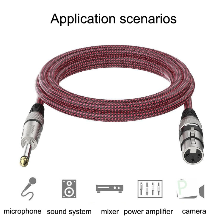 สีแดงและสีดำสุทธิ TRS 6.35 มม.ชายถึง Caron หญิงไมโครโฟน XLR BALANCE CABLE, 0.5m, 1m, 1.8m, 3m, 5m, 8m, 10m, 12m, 15m, 20m, 25m, 30m