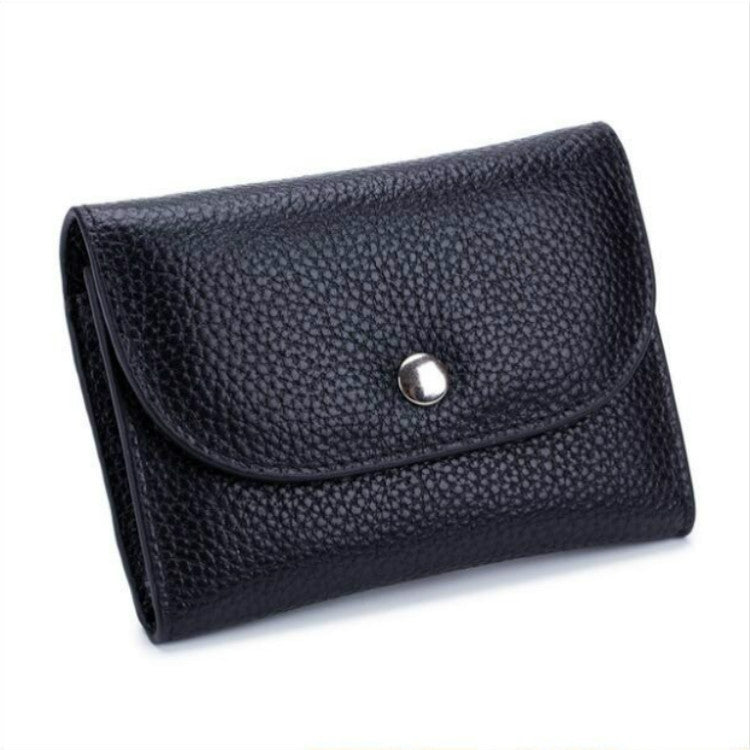 กระเป๋าสตางค์หนังทรง Top-grain แบบสั้นทรง Slim แบบสั้นพร้อมช่องซิปใส่เหรียญ, Black, Blue, Pink, Big Red, Gray