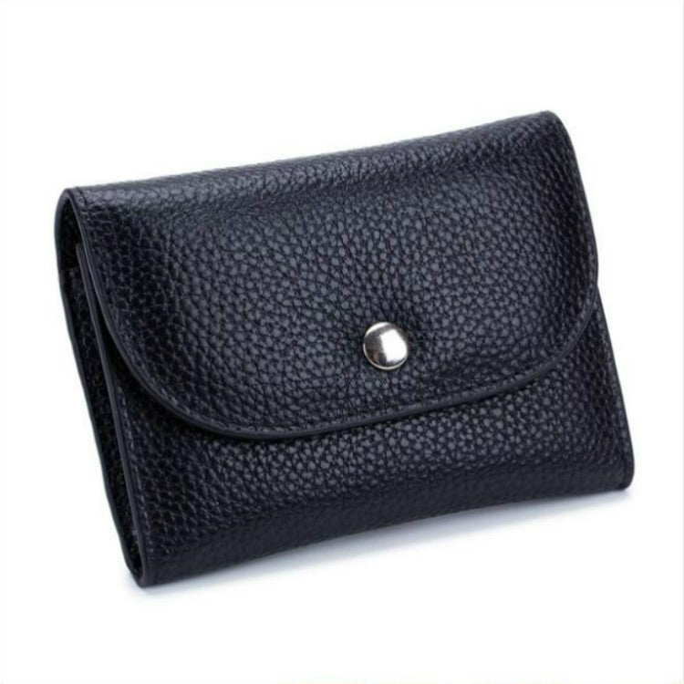 กระเป๋าสตางค์หนังทรง Top-grain แบบสั้นทรง Slim แบบสั้นพร้อมช่องซิปใส่เหรียญ, Black, Blue, Pink, Big Red, Gray