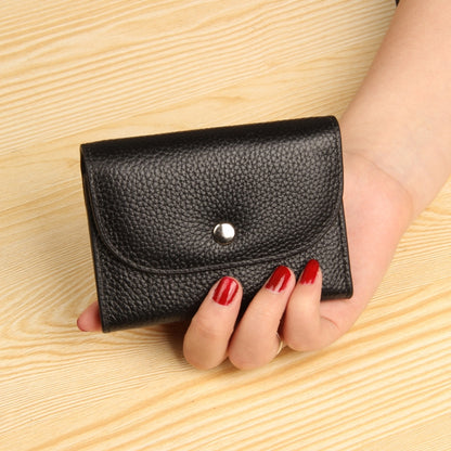 กระเป๋าสตางค์หนังทรง Top-grain แบบสั้นทรง Slim แบบสั้นพร้อมช่องซิปใส่เหรียญ, Black, Blue, Pink, Big Red, Gray