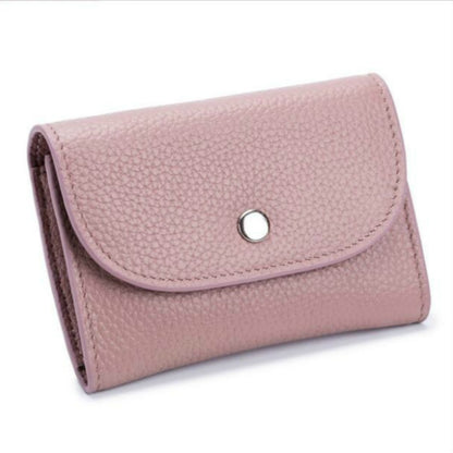 กระเป๋าสตางค์หนังทรง Top-grain แบบสั้นทรง Slim แบบสั้นพร้อมช่องซิปใส่เหรียญ, Black, Blue, Pink, Big Red, Gray