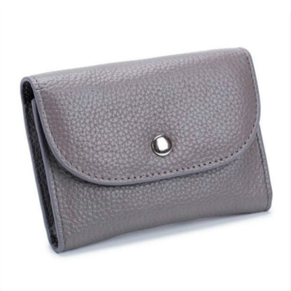 กระเป๋าสตางค์หนังทรง Top-grain แบบสั้นทรง Slim แบบสั้นพร้อมช่องซิปใส่เหรียญ, Black, Blue, Pink, Big Red, Gray