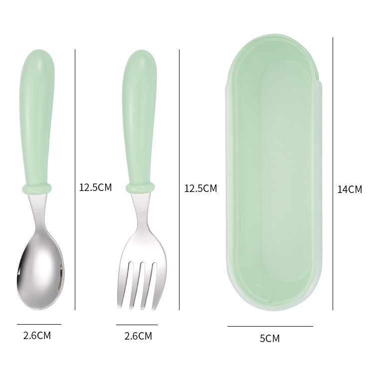 3 ชิ้น/เซ็ต 304 สแตนเลสช้อนและส้อมกล่องน่ารักเด็กอนุบาลชุดบนโต๊ะอาหาร