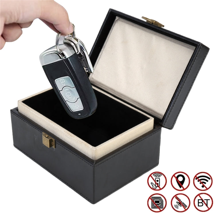 สัญญาณโทรศัพท์มือถือป้องกันการรบกวน Flip PU Gift Box กล่องป้องกันการโจรกรรมที่ปลอดภัยและปลอดภัย, Black