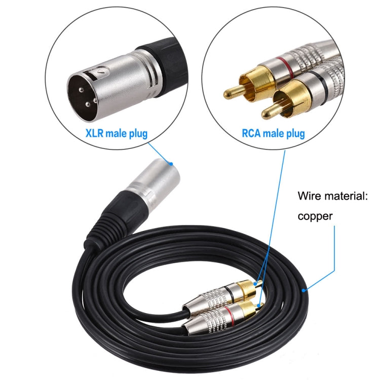 XLR ชายถึง 2RCA ชายเสียบสายสัญญาณเสียงสเตอริโอ, ความยาว:, 0.5m, 1m, 1.5m, 2m, 3m, 5m, 8m, 10m