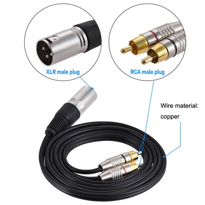XLR ชายถึง 2RCA ชายเสียบสายสัญญาณเสียงสเตอริโอ, ความยาว:, 0.5m, 1m, 1.5m, 2m, 3m, 5m, 8m, 10m