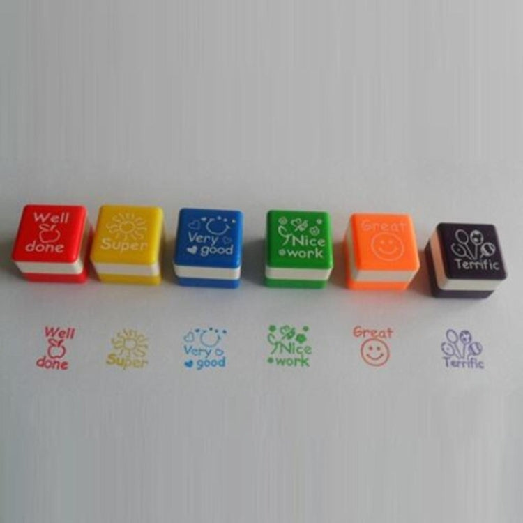 24 ชิ้น/กล่องครูความคิดเห็นการ์ตูนพลาสติกสแควร์แสตมป์รูปแบบสีสันของเล่นเด็กแสตมป์, Square Stamps