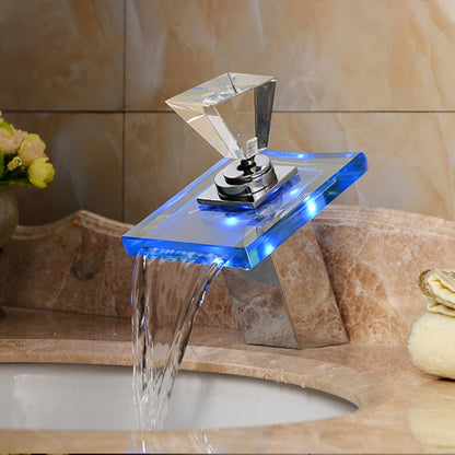 LED น้ำตกก๊อกน้ำอุณหภูมิที่มีสีสันเปลี่ยนสี Anti-scalding Faucet, Color-changing Faucet