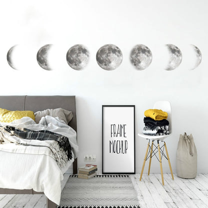 อิงค์เจ็ทสติ๊กเกอร์ติดผนัง Moon วอลล์เปเปอร์ Space Moon สติ๊กเกอร์ติดผนัง Simple Crescent