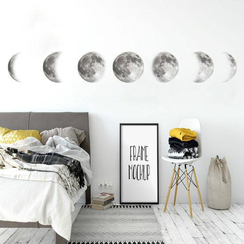 อิงค์เจ็ทสติ๊กเกอร์ติดผนัง Moon วอลล์เปเปอร์ Space Moon สติ๊กเกอร์ติดผนัง Simple Crescent