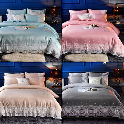 ผ้าไหมสี่ชิ้นผ้าปูที่นอนคู่Nude Sleepingผ้านวมคลุมผ้าไหมน้ำแข็งผ้าปูที่นอน, 2.0M Bed