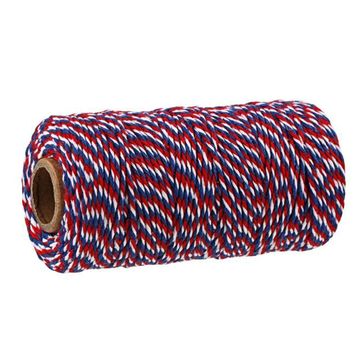 เชือกฝ้ายสองสีทำมือ DIY Drawstring กล่องของขวัญเชือกบรรจุ, 2mm Thick (100m / Roll)