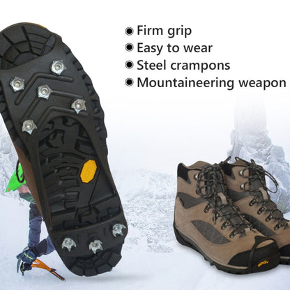 8 ฟัน Ice Claw รองเท้ากันลื่นกลางแจ้งสำหรับพื้นหิมะน้ำแข็ง, M（35-40 Yards）, L（41-45 Yards）