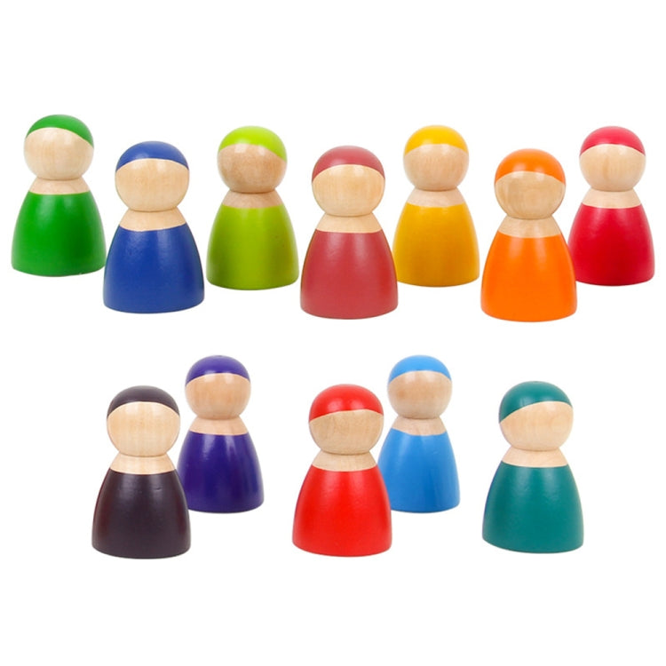 12 ชิ้น/เซ็ตสายรุ้งสีการศึกษาการเรียนรู้เด็กตุ๊กตาไม้บล็อกของเล่น, Rainbow Color