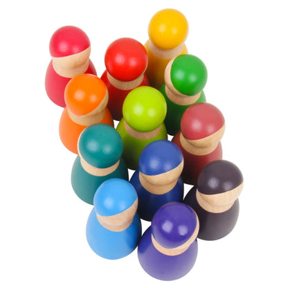 12 ชิ้น/เซ็ตสายรุ้งสีการศึกษาการเรียนรู้เด็กตุ๊กตาไม้บล็อกของเล่น, Rainbow Color