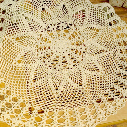 ประณีตถักโครเชต์ทำด้วยมือสวนดอกไม้ Mori ผ้าฝ้ายลูกไม้ Openwork ทอผ้าปูโต๊ะกลม, 60cm Diameter