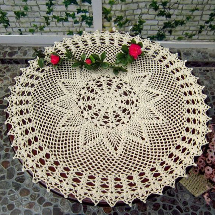 ประณีตถักโครเชต์ทำด้วยมือสวนดอกไม้ Mori ผ้าฝ้ายลูกไม้ Openwork ทอผ้าปูโต๊ะกลม, 60cm Diameter