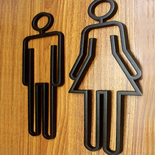 2 PCS อะคริลิคห้องน้ำสัญลักษณ์กาวห้องน้ำประตูห้องน้ำสำหรับโรงแรม, Toilet Sign(Black), Toilet Sign(Silver), Toilet Sign(Gold)